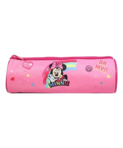 BAGTROTTER Trousse scolaire ronde DS Minnie Rose Arc en ciel - Rose