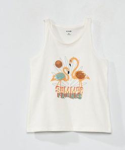 Débardeur en jersey avec motifs fantaisie - Blanc