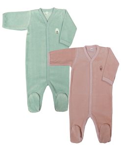 Eveil Et Nature Lot De 2 Dors-bien Velours Coton Bio - Beige clair