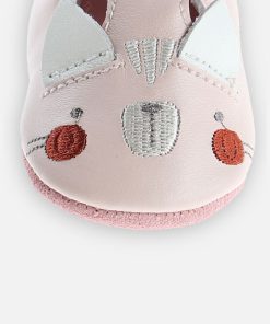 Chaussons en cuir chat, clair - Rose