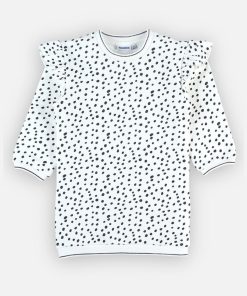 Robe à pois en molleton, - Blanc