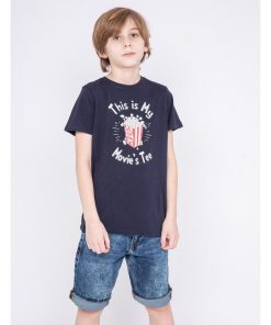 T-shirt col rond pur coton NORWIN-J - Bleu marine