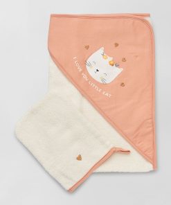 Cape de bain + gant de toilette - rose