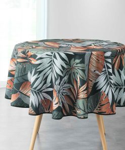 Nappe ronde Collection feuilles Alianor - Kaki