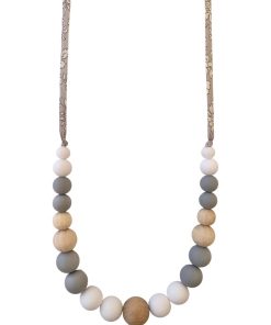 Collier d'allaitement ou de portage silicone et bois 'Scandi' - Gris clair