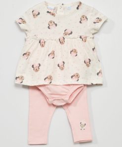 Ensemble body robe + legging - 2 pièces - beige/rose