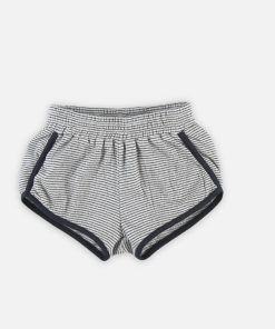 Bermuda rayé en jersey froisé - Gris