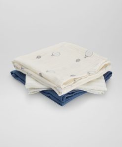Lot de 3 langes en gaze de coton - Bleu