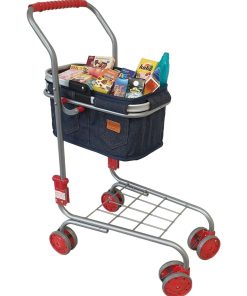 Chariot avec panier en jeans et 40 miniatures - N/A