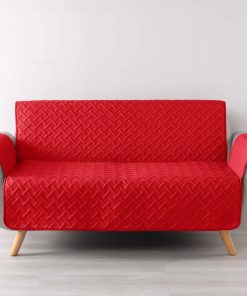 Protège canapé 2 places matelassé 223x179 uni Lounge rouge - Rouge