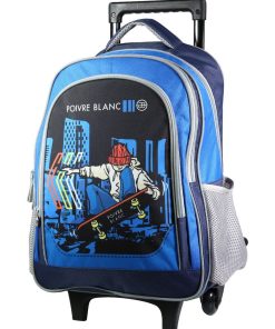 BAGTROTTER Sac à dos à roulettes Poivre Blanc Bleu Skateur - Bleu