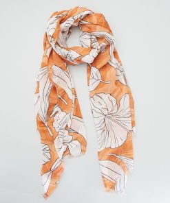 Foulard long 'fleuri' - Orange