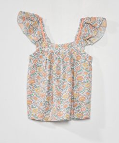 Blouse fluide avec imprimé - Bleu