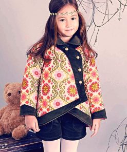 Manteau court  fleuri  CAPUCINE - 'LA FAUTE A VOLTAIRE' - Orange
