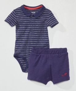 Body manches courtes + bloomer - 2 pièces - Bleu