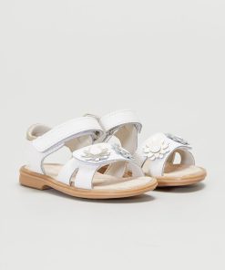 Sandales à scratchs en cuir - blanc