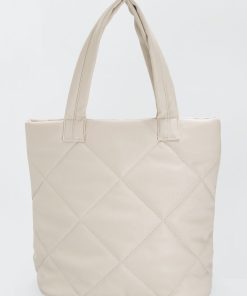 Grand sac en simili matelassé - Beige