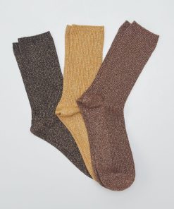 Lot de 3 paires de chaussettes pailletées - Vert/marron