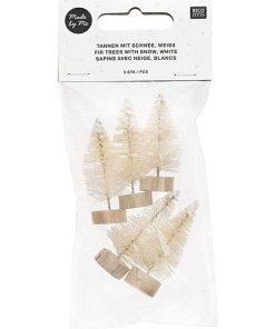 10 sapins de Noël en bois blanc 5 cm - Blanc