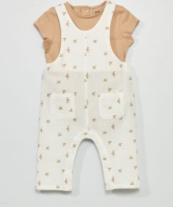 Ensemble salopette + body - Beige