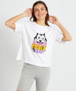 Pyjama court t-shirt + short 'Félix le chat'- 2 pièces - Blanc