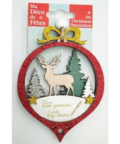 Décoration de Noël en bois personnalisable - Paillettes dorées - Multicolore