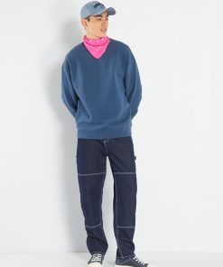 Jean large avec surpiqures contrastantes - Brut