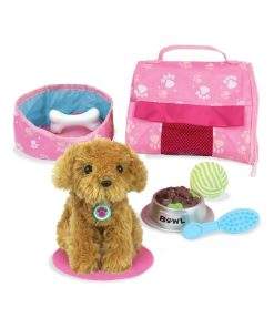 Sophia's par Teamson Kids Chiot en peluche avec porte-bébé, 8 accessoires interactifs pour poupées - N/A
