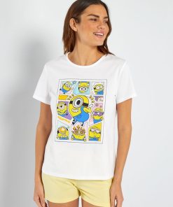 Ensemble pyjama short 'Minions' - 2 pièces - Blanc/jaune