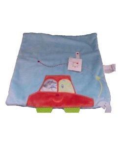 Doudou Nicotoy Voiture Bleu rouge plat - Bleu