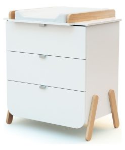 AT4 - Commode à Langer PIRATE Blanc et Hêtre - Marron foncé