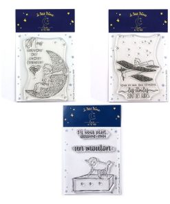5 Tampons transparents Le Petit Prince et la Lune + son Avion + Mouton - N/A