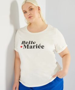 Tee-shirt EVJF avec message - Blanc 'mariée'