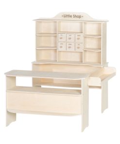ROBA Grande Marchande Enfant en Bois à Étagères et 6 Tiroirs + 2 Comptoirs - Naturel - N/A