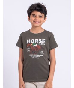 T-shirt manches courtes col rond pur coton NEDER-J - Kaki