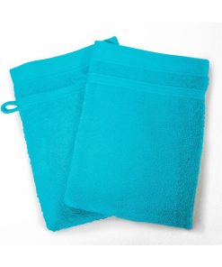 Lot de 2 gants de toilette Collection Vitamine - Bleu turquoise