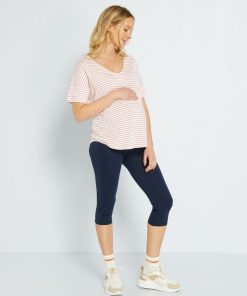 T-shirt grossesse rayé - Rose
