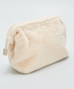 Trousse de toilette en fausse fourrure - Beige