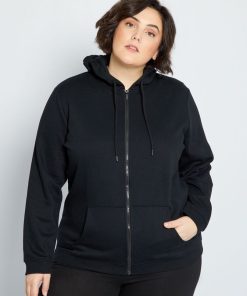 Sweat à capuche en molleton - noir