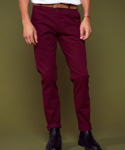 Chino slim avec ceinture - L32 - Rouge