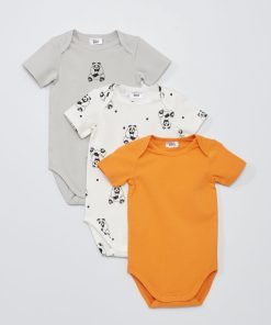 Lot de 3 bodies 'DIM' - Orange/blanc/gris
