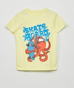Tee-shirt imprimé avec sequins réversibles - Jaune