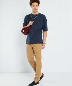 T-shirt en maille ottoman unie - bleu marine