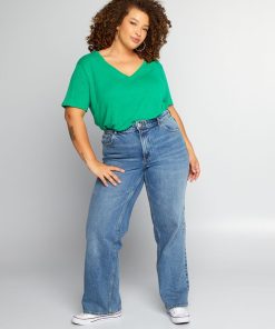 T-shirt en lin uni - vert jardin