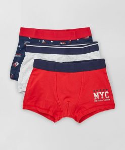 Lot de 3 boxers - bleu marine/rouge/gris