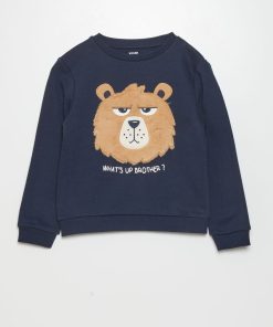 Sweat en molleton ludique - Bleu marine