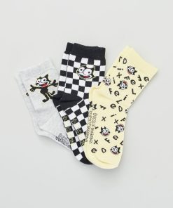 Lot de 3 paires de chaussettes 'Felix le Chat' - Noir