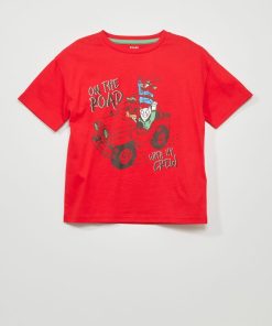 T-shirt imprimé manches courtes - Rouge
