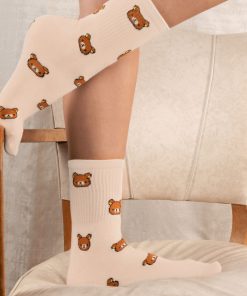 Chaussettes En Coton Hautes Nounours- Sockup- 35-42 - Beige