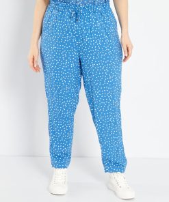 Pantalon fluide type jogging - Bleu